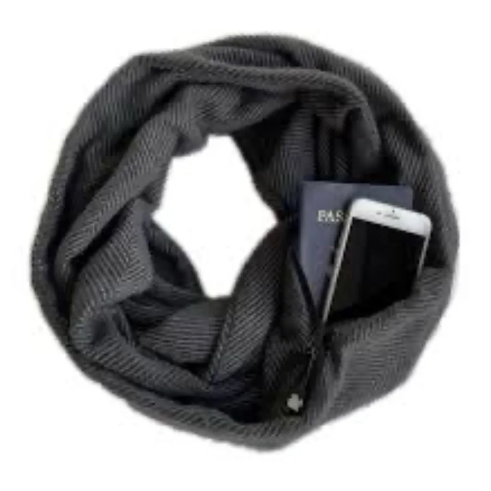 Sholdit Versatile Gray Infinity Scarf Soft Lightweight Accessory with Pocket